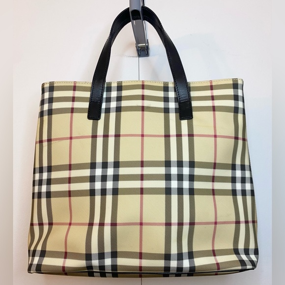 Handbags - BURBERRY Nova Check Tote Bag PVC Leather 11”X12” Approx.